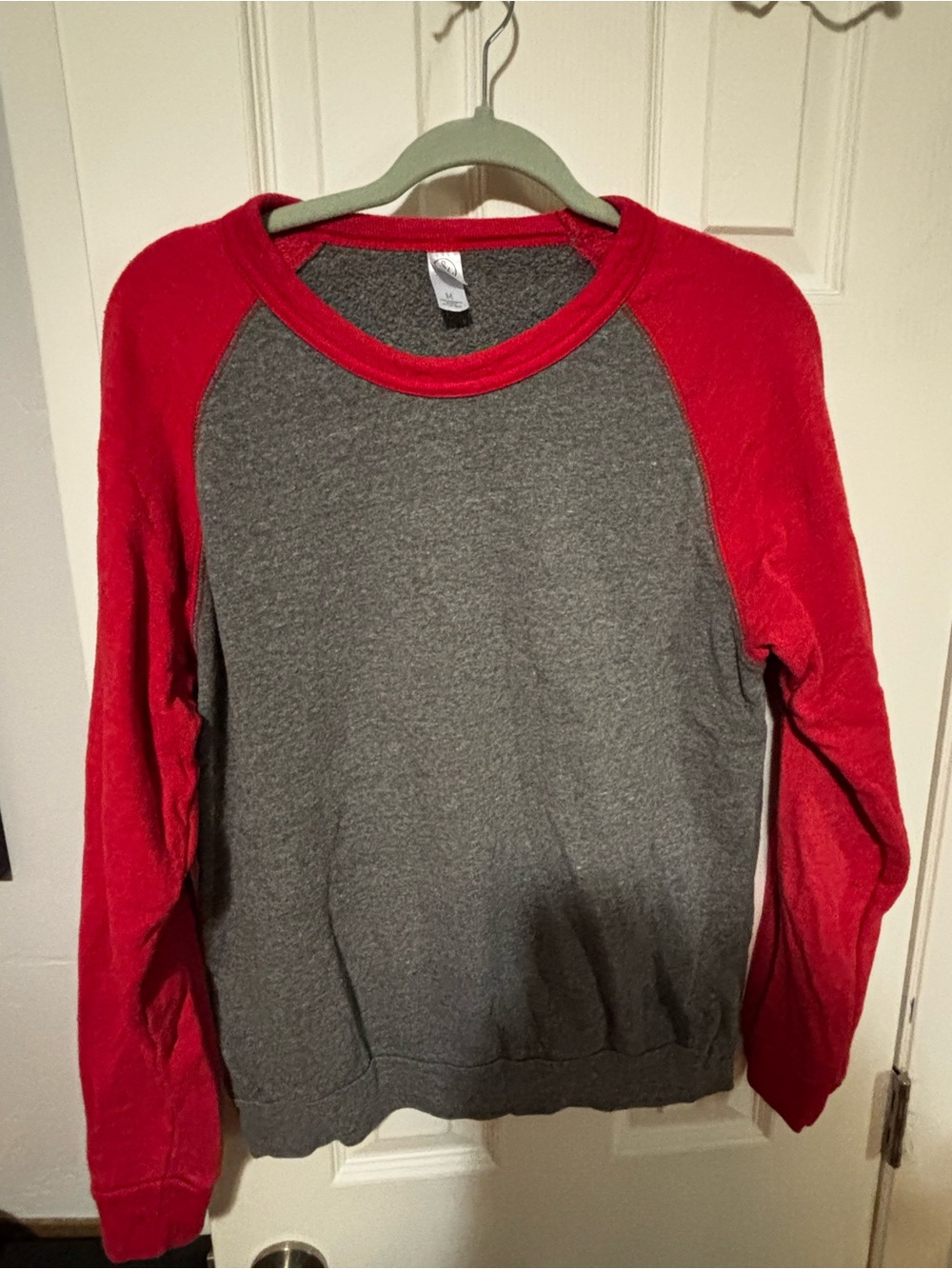 Alternative Apparel Two-Tone Raglan Crewneck Sweatshirt - Gray & Red
